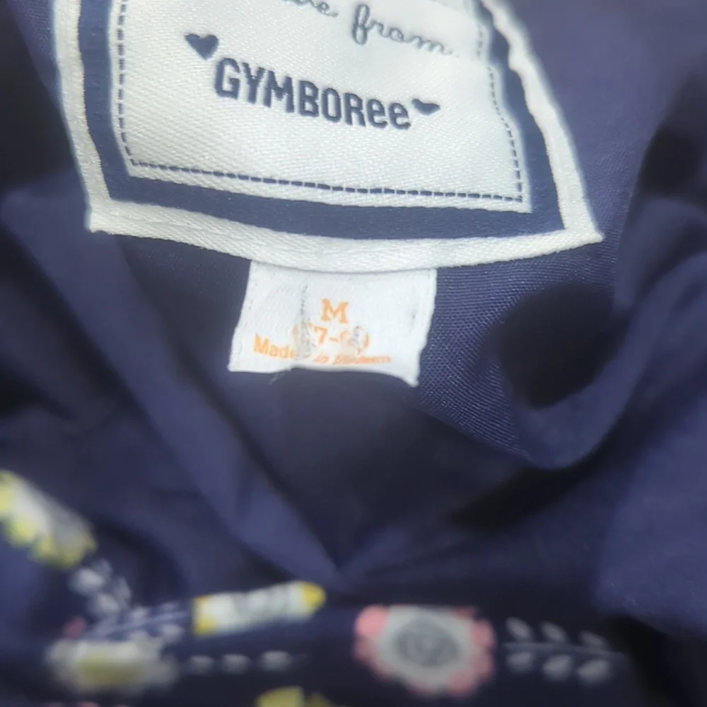 3/$30 Gymboree Floral Hooded Navy Blue Jacket Medium 7-8